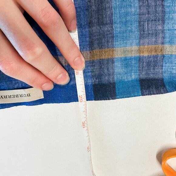 Burberry Scarf Authentic Blue Gauze Oversized Lightweight Plaid Nova Check Sheer - Picture 9 of 10